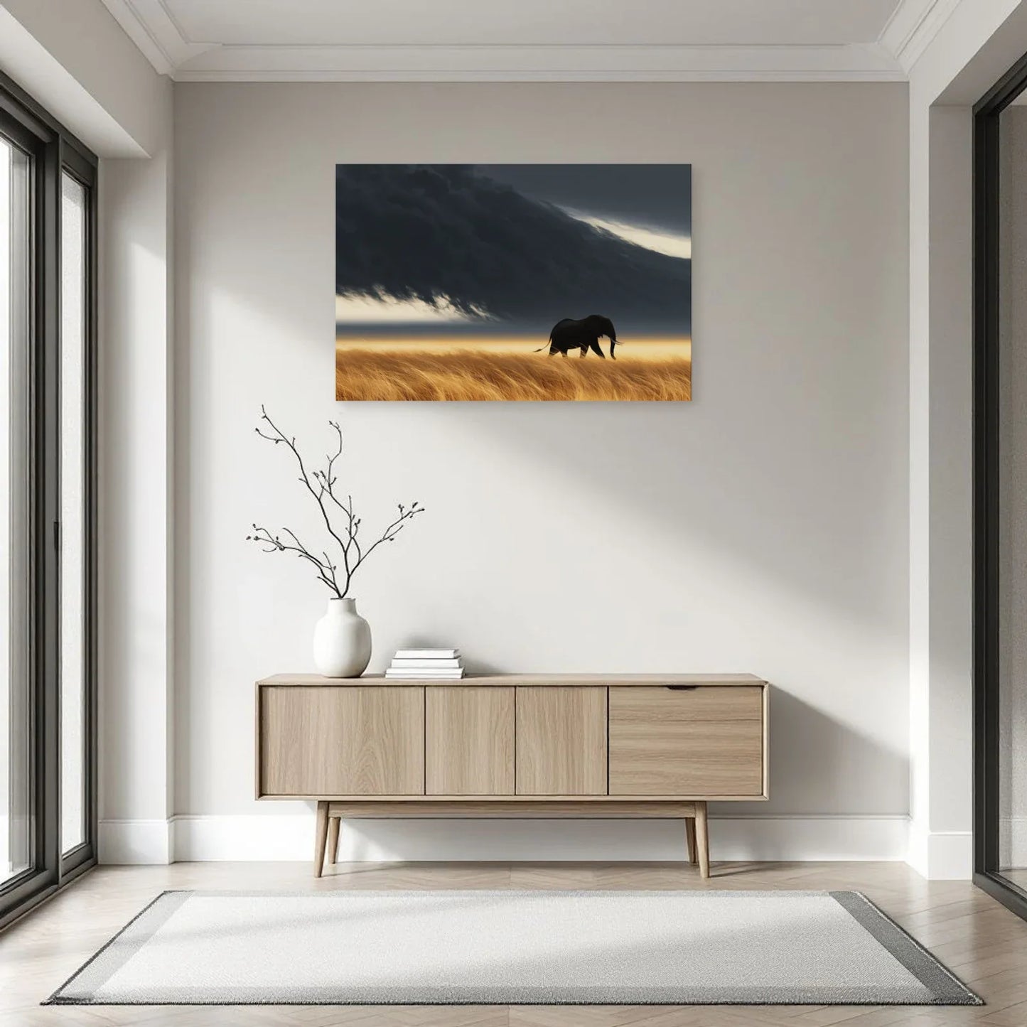 Tableau Éléphant Orage dans une entrée ou un couloir - Art Virtuoso