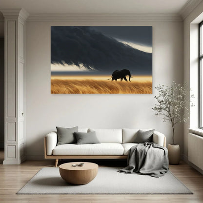Tableau Éléphant Orage dans un salon - Art Virtuoso