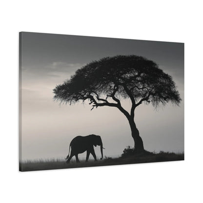 Tableau Éléphant Savane Noir et Blanc - toile 3D avec bords imprimés - Art Virtuoso
