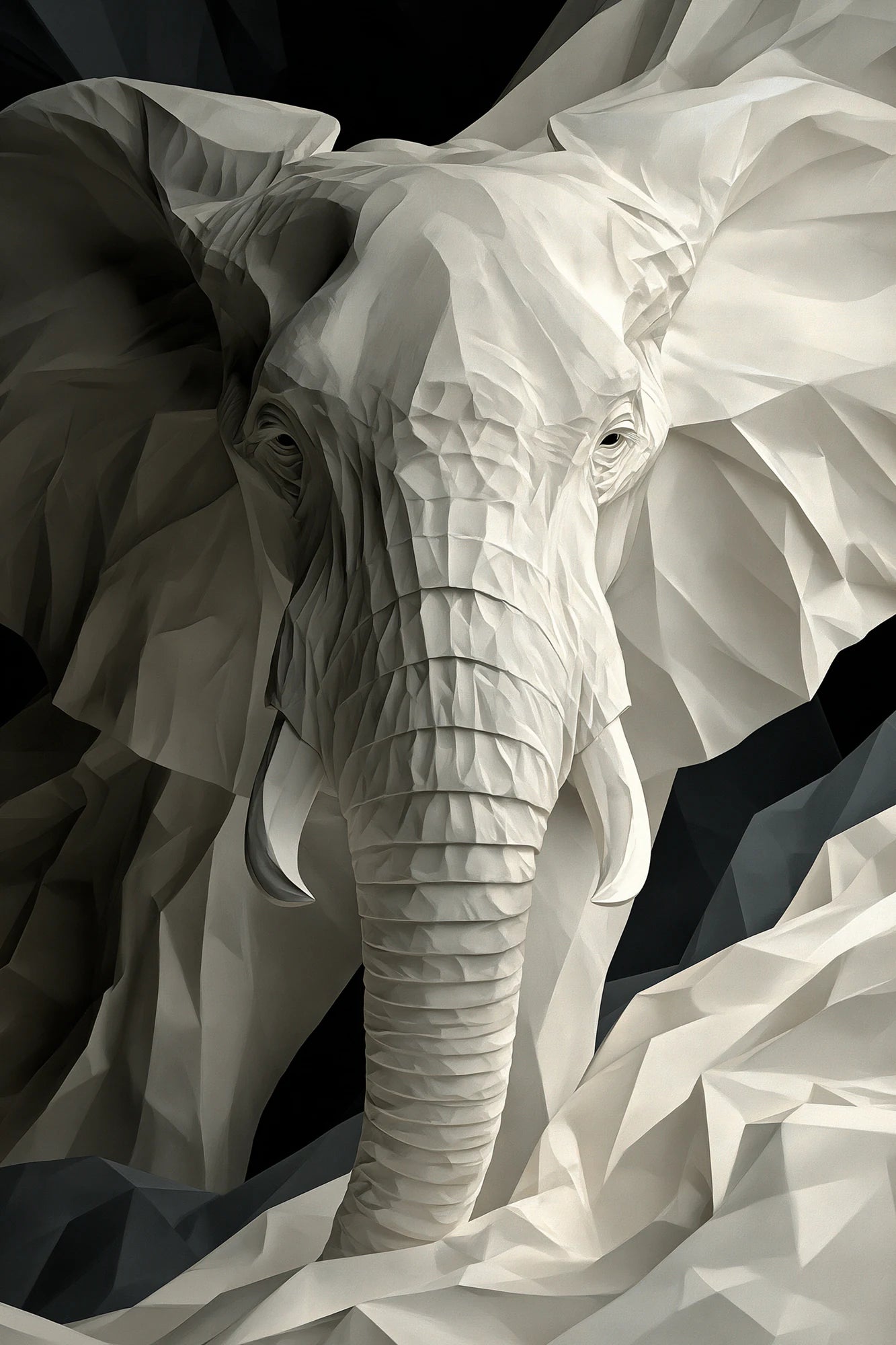 Tableau Éléphant Sculptural - impression sur toile, format M