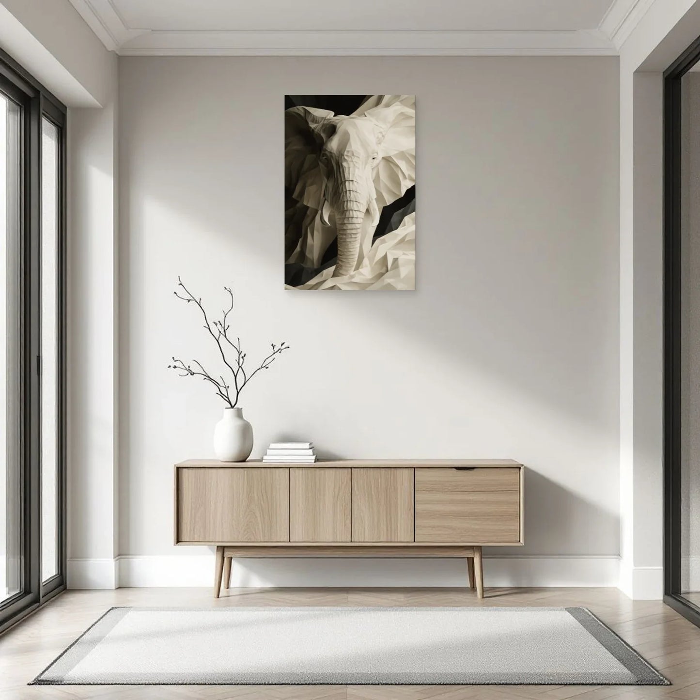 Tableau Éléphant Sculptural dans une entrée ou un couloir - Art Virtuoso
