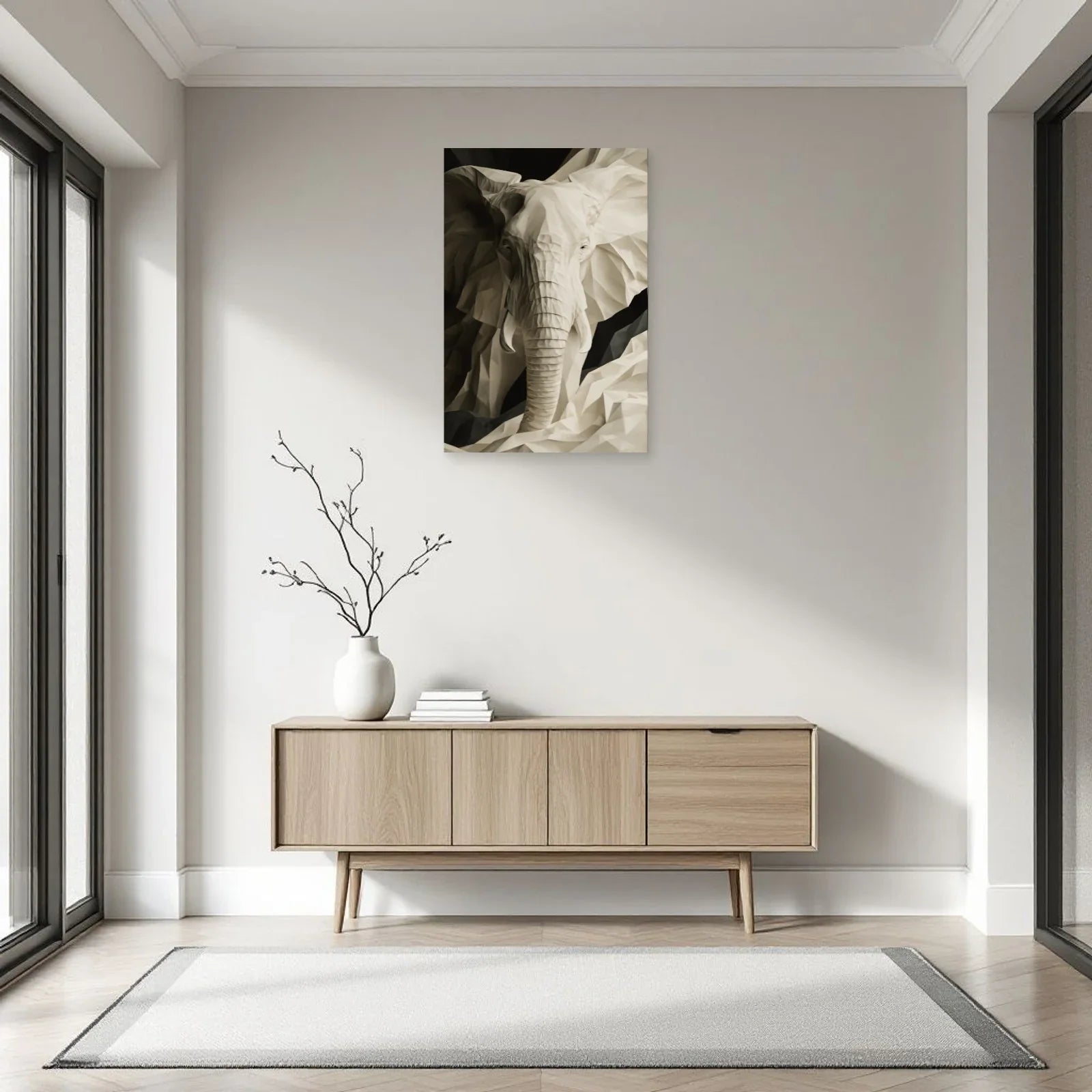 Tableau Éléphant Sculptural dans une entrée ou un couloir - Art Virtuoso