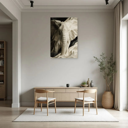 Tableau Éléphant Sculptural dans une salle à manger - Art Virtuoso