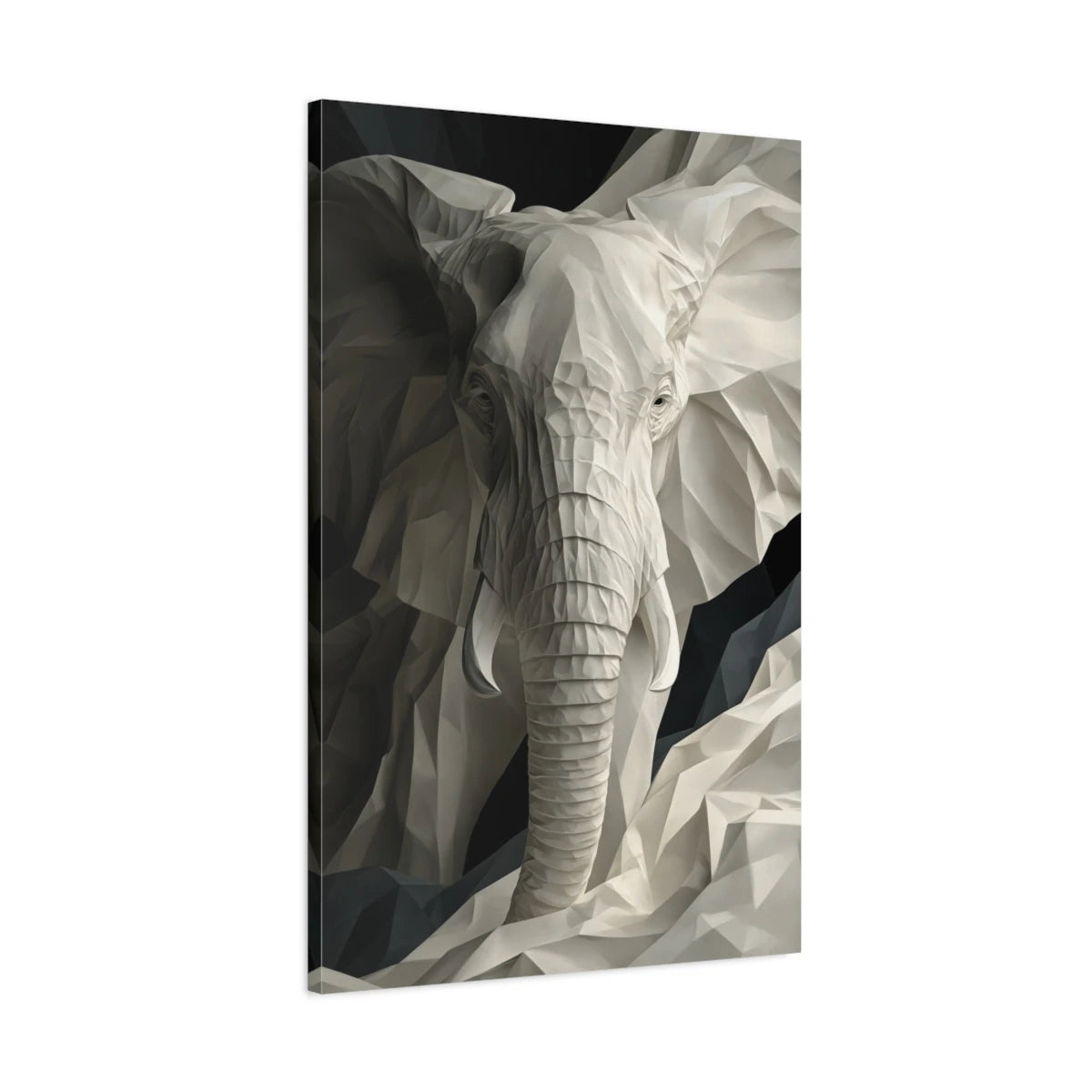 Tableau Éléphant Sculptural - toile 3D avec bords imprimés - Art Virtuoso