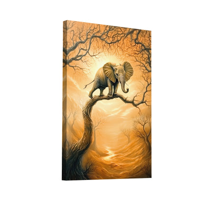 Product Hero 3D WebP Tableau Éléphant sur une Branche - Équilibre Instable - Art Virtuoso