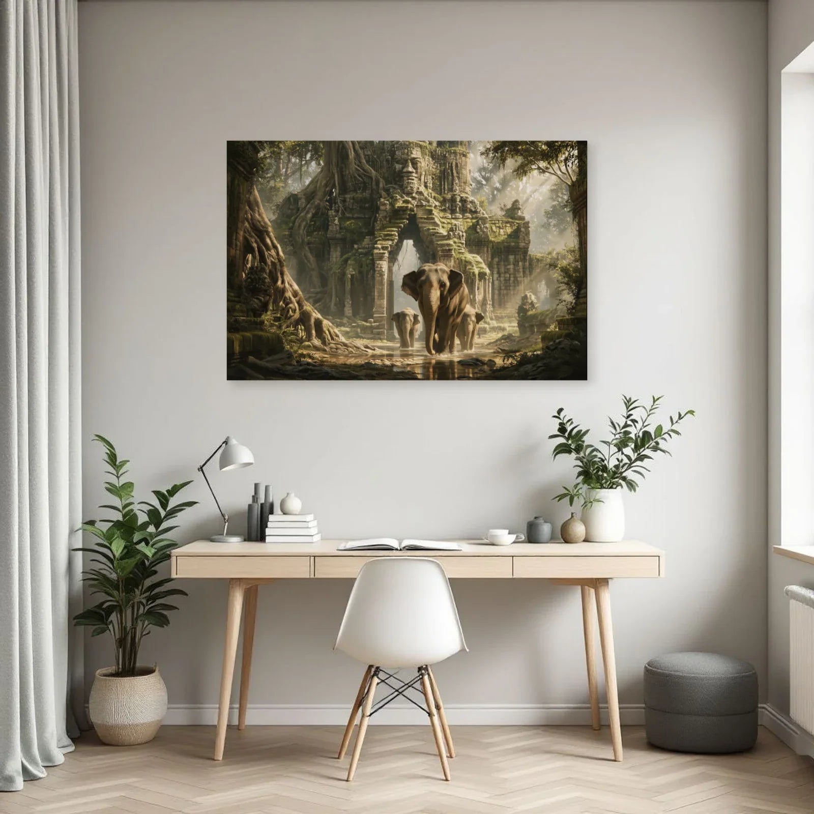 Tableau Éléphant Temple dans un bureau - Art Virtuoso