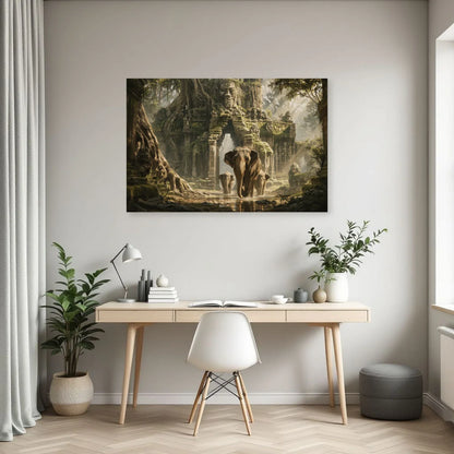 Tableau Éléphant Temple dans un bureau - Art Virtuoso