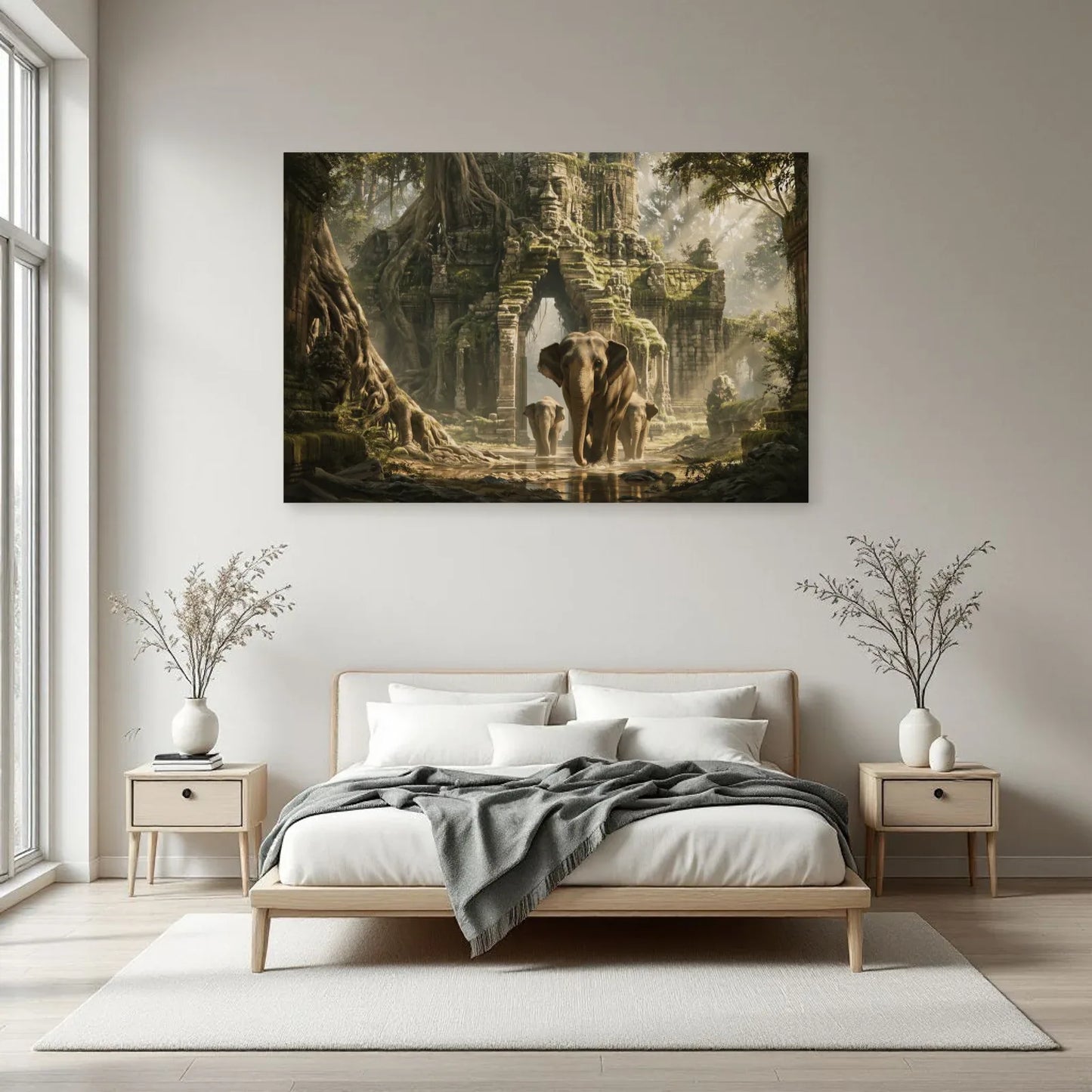 Tableau Éléphant Temple dans une chambre - Art Virtuoso