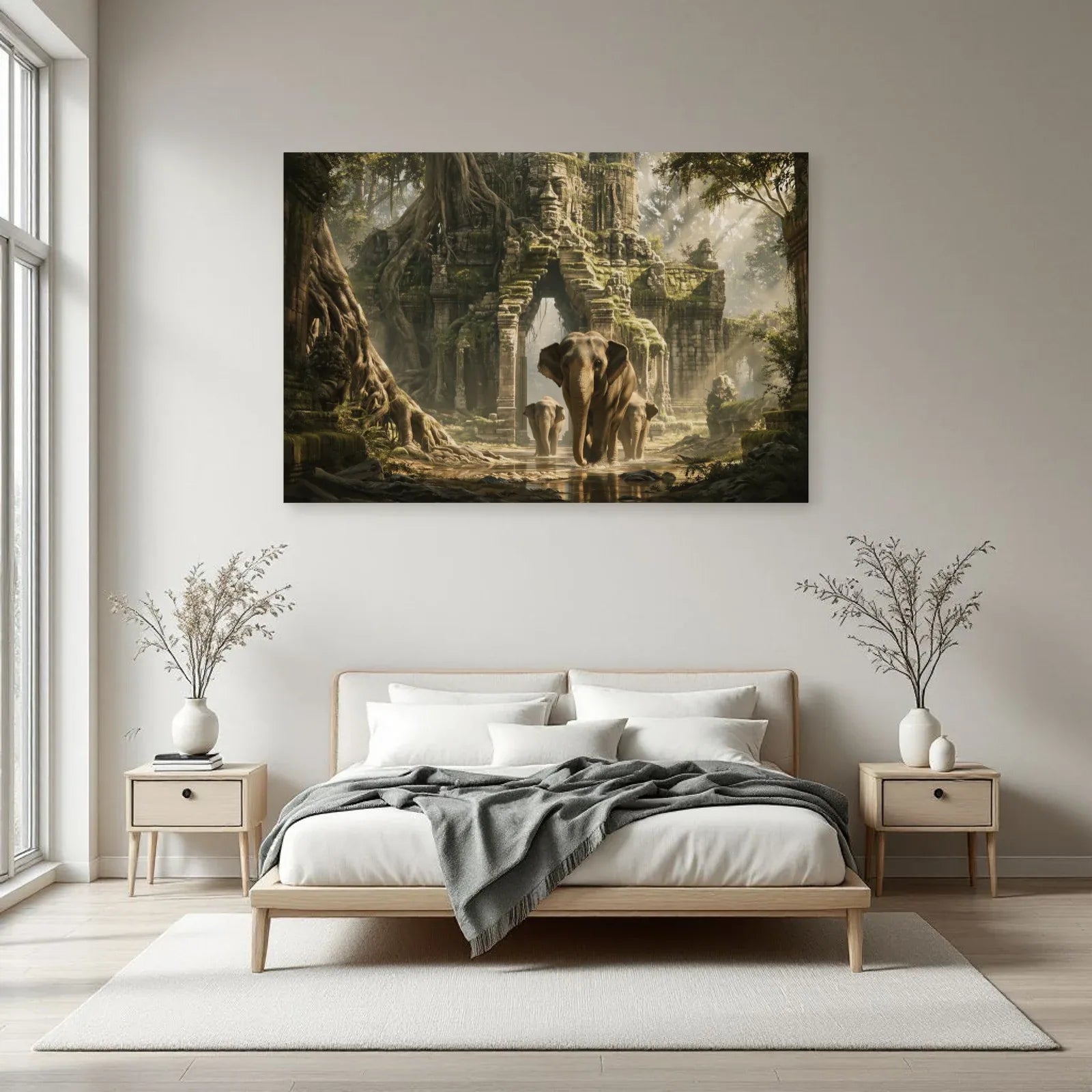 Tableau Éléphant Temple dans une chambre - Art Virtuoso