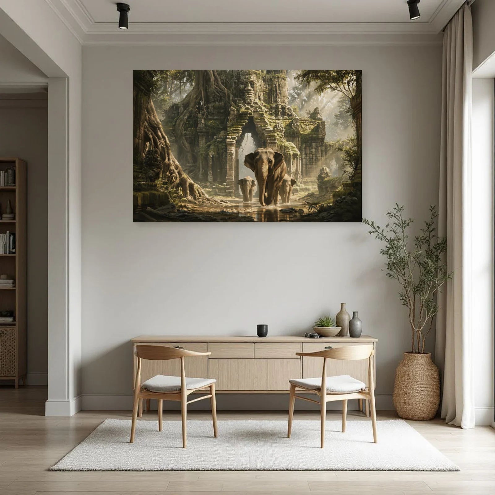 Tableau Éléphant Temple dans une salle à manger - Art Virtuoso