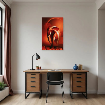 Tableau Éléphant Terracotta dans un bureau - Art Virtuoso