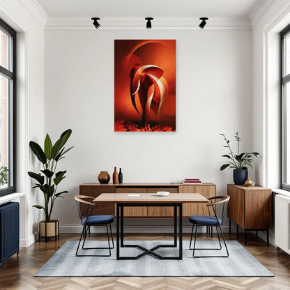 Tableau Éléphant Terracotta dans une salle à manger - Art Virtuoso