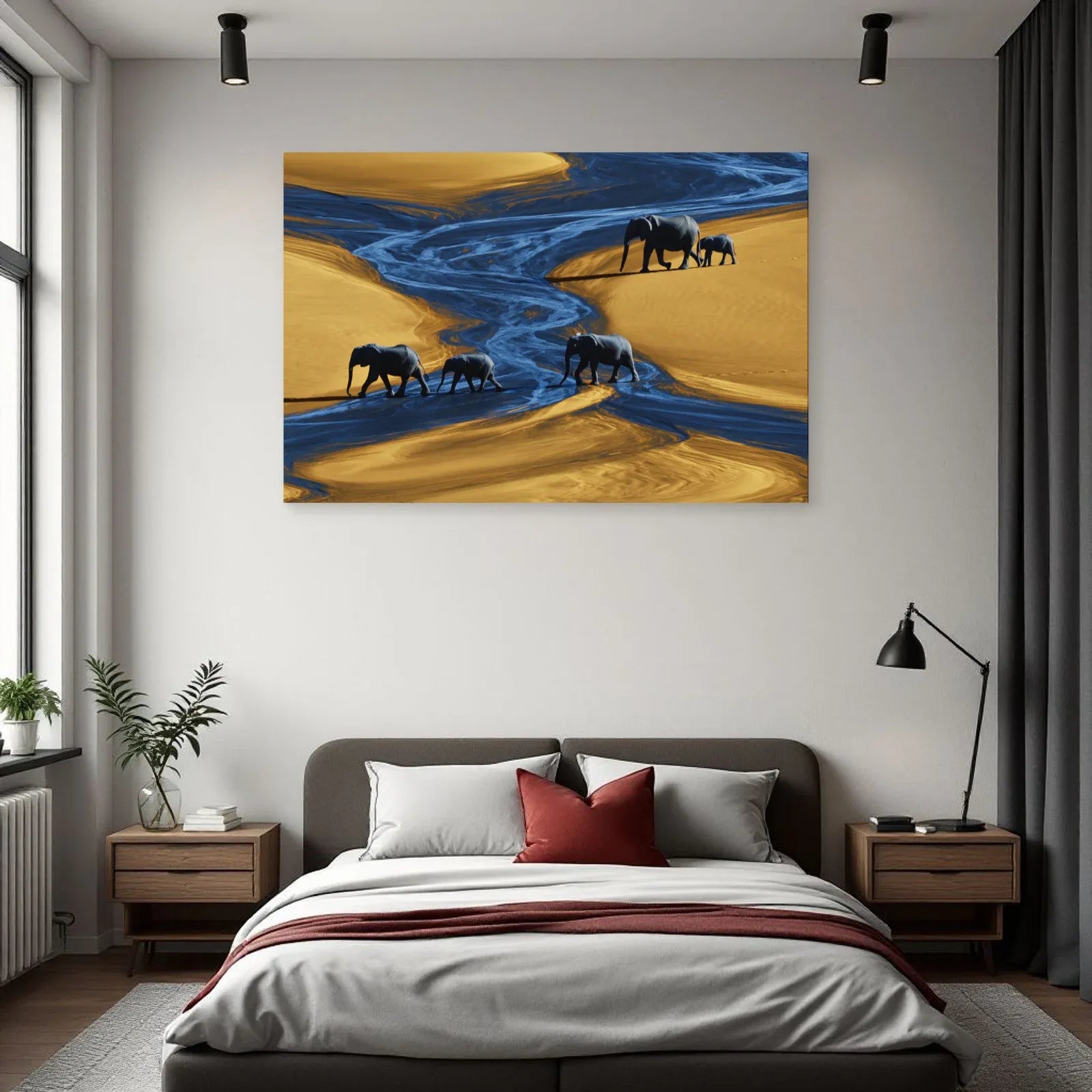 Tableau Éléphants Vue Aérienne dans une chambre - Art Virtuoso