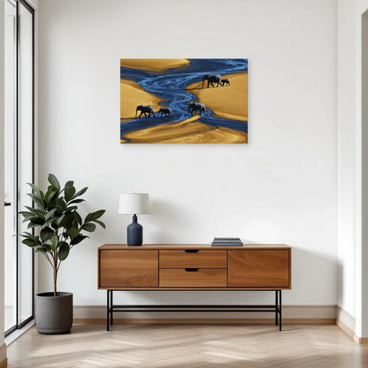 Tableau Éléphants Vue Aérienne dans une entrée ou un couloir - Art Virtuoso
