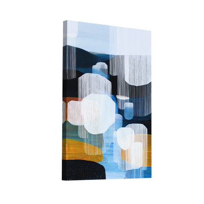 Product Hero 3D WebP Tableau épuré scandinave – nuages filaires azur et ocre - Art Virtuoso