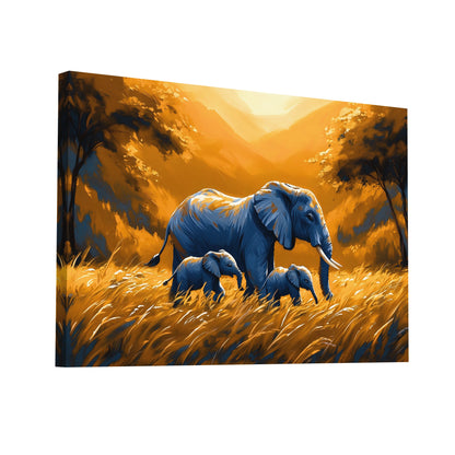 Product Hero 3D WebP Tableau Famille Éléphant - Douceur Sauvage - Art Virtuoso