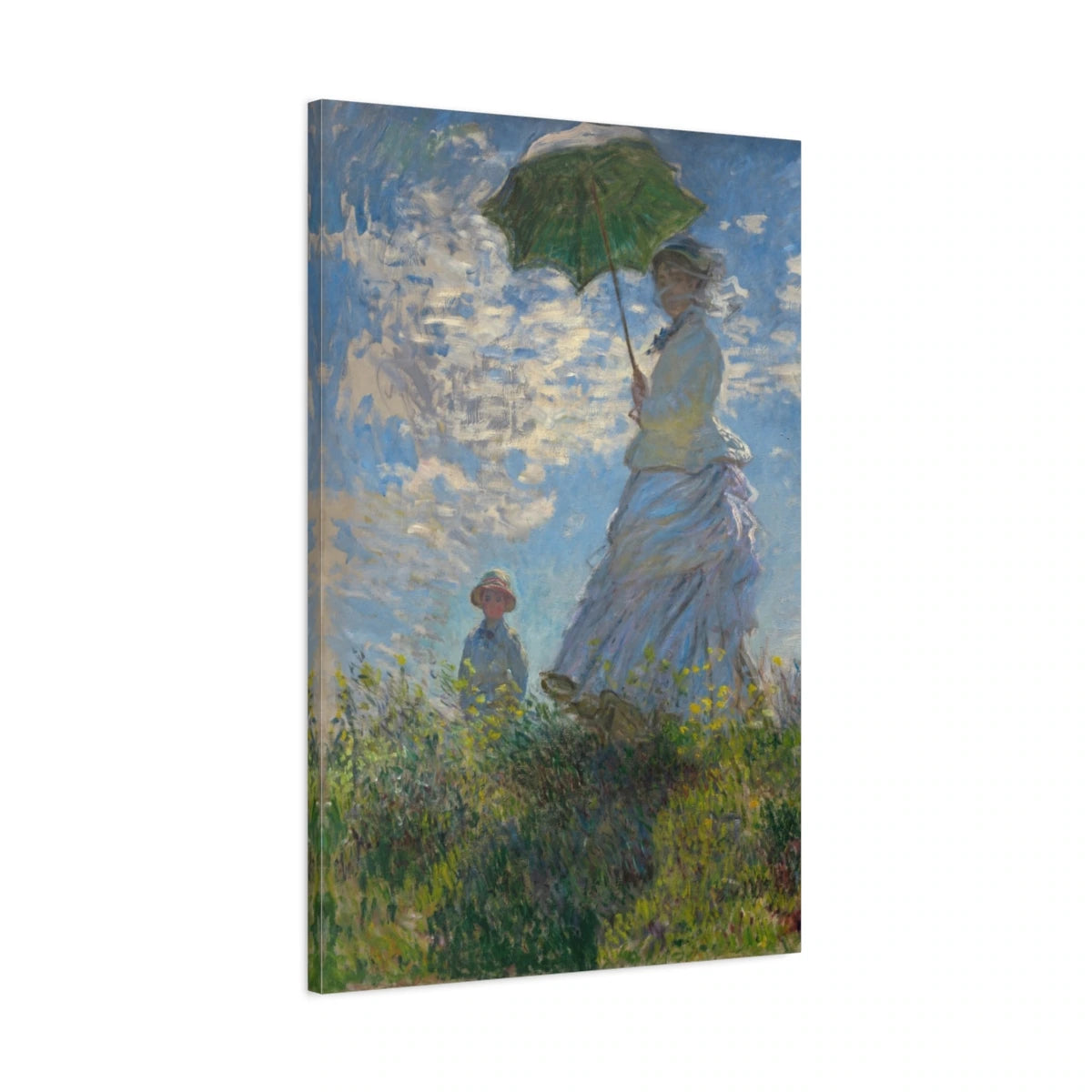 Tableau Femme à l’ombrelle – Madame Monet et son fils - toile 3D avec bords imprimés - Art Virtuoso