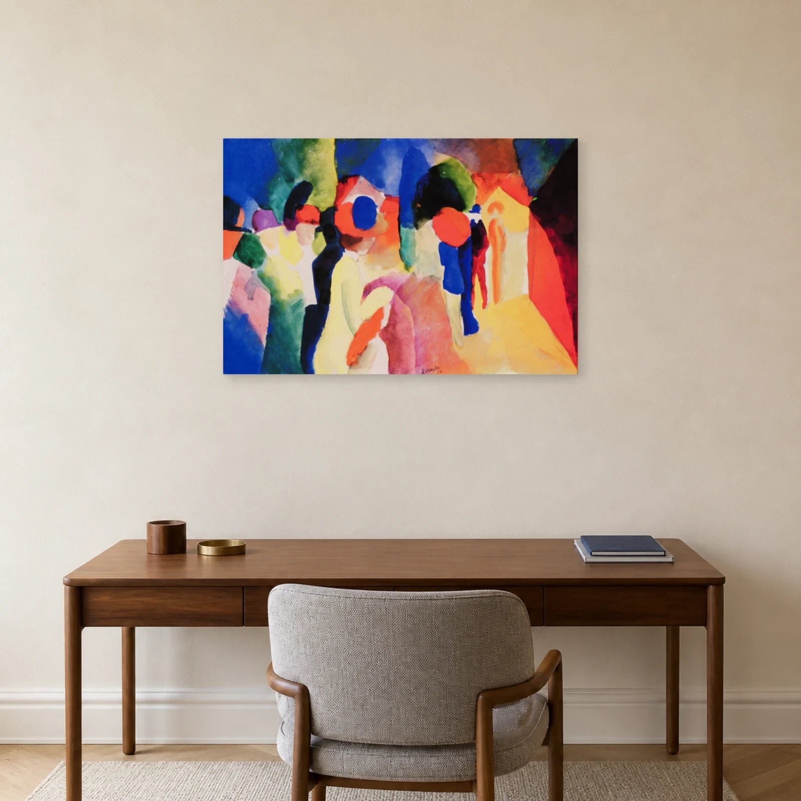 Tableau Femme à la veste jaune – August Macke dans un bureau - Art Virtuoso