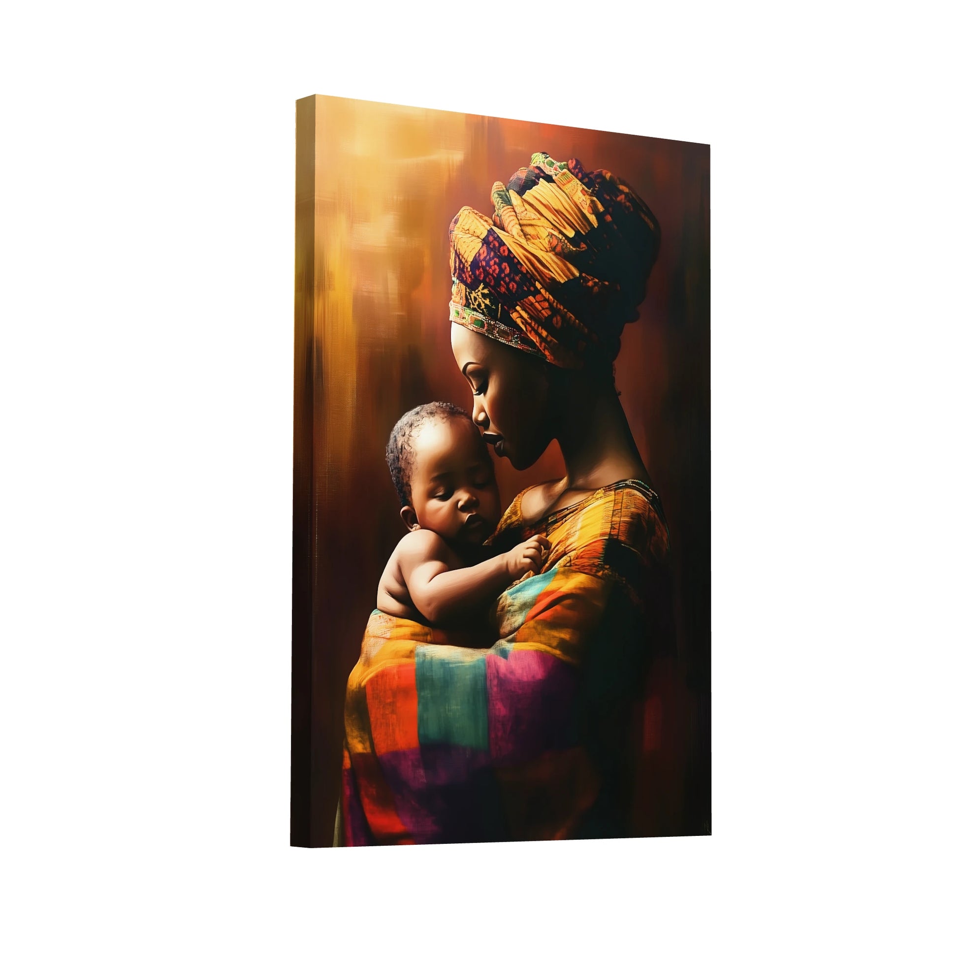 Product Hero 3D WebP Tableau Femme Africaine Avec Bébé - Art Virtuoso