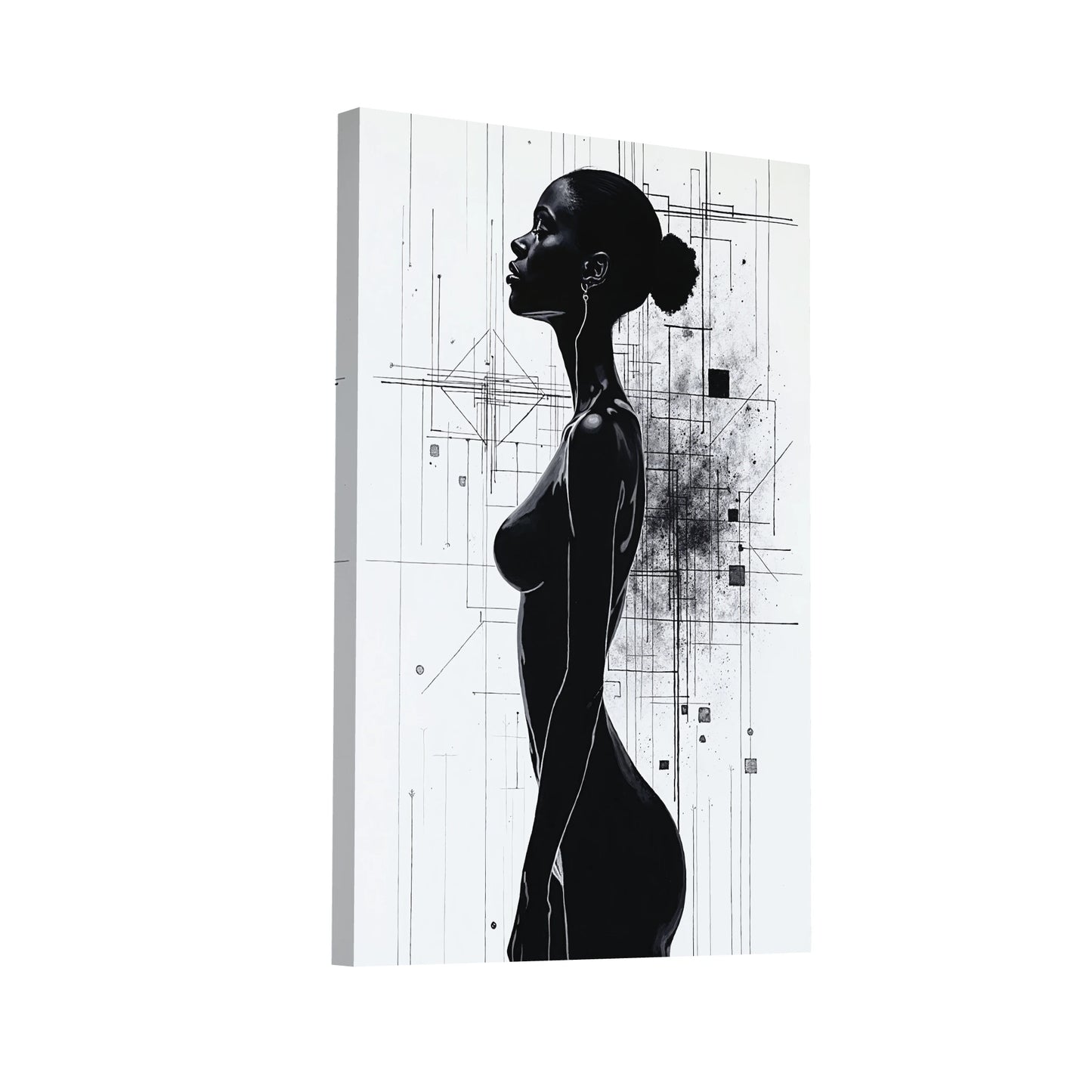 Product Hero 3D WebP Tableau Femme Africaine Noir et Blanc - Art Virtuoso