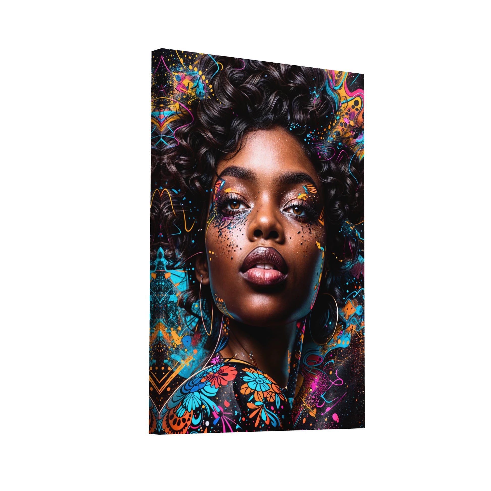 Product Hero 3D WebP Tableau Femme Afro - Art Virtuoso
