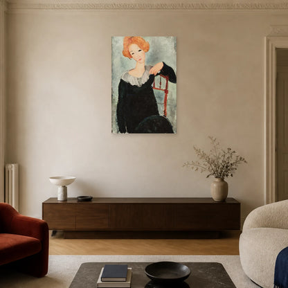 Tableau Femme aux cheveux roux – Amedeo Modigliani dans un salon - Art Virtuoso