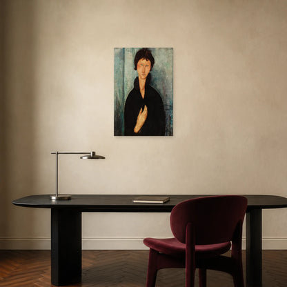 Tableau Femme aux yeux bleus – Amedeo Modigliani dans un bureau - Art Virtuoso