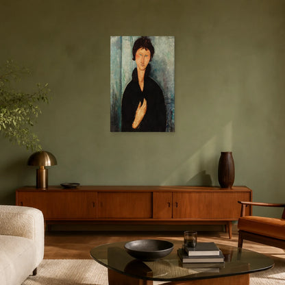 Tableau Femme aux yeux bleus – Amedeo Modigliani dans un salon - Art Virtuoso