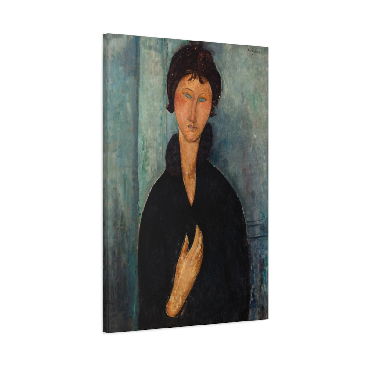 Tableau Femme aux yeux bleus – Amedeo Modigliani - toile 3D avec bords imprimés - Art Virtuoso