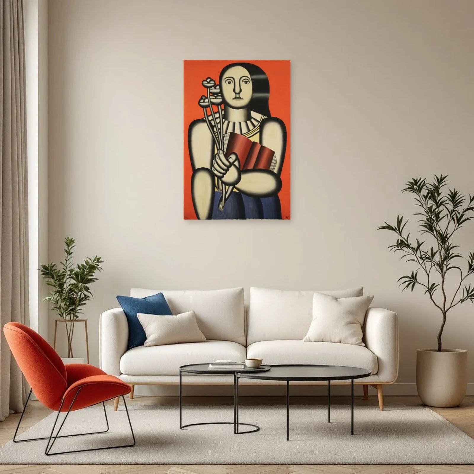 Tableau Femme avec un livre – Fernand Léger dans un salon - Art Virtuoso