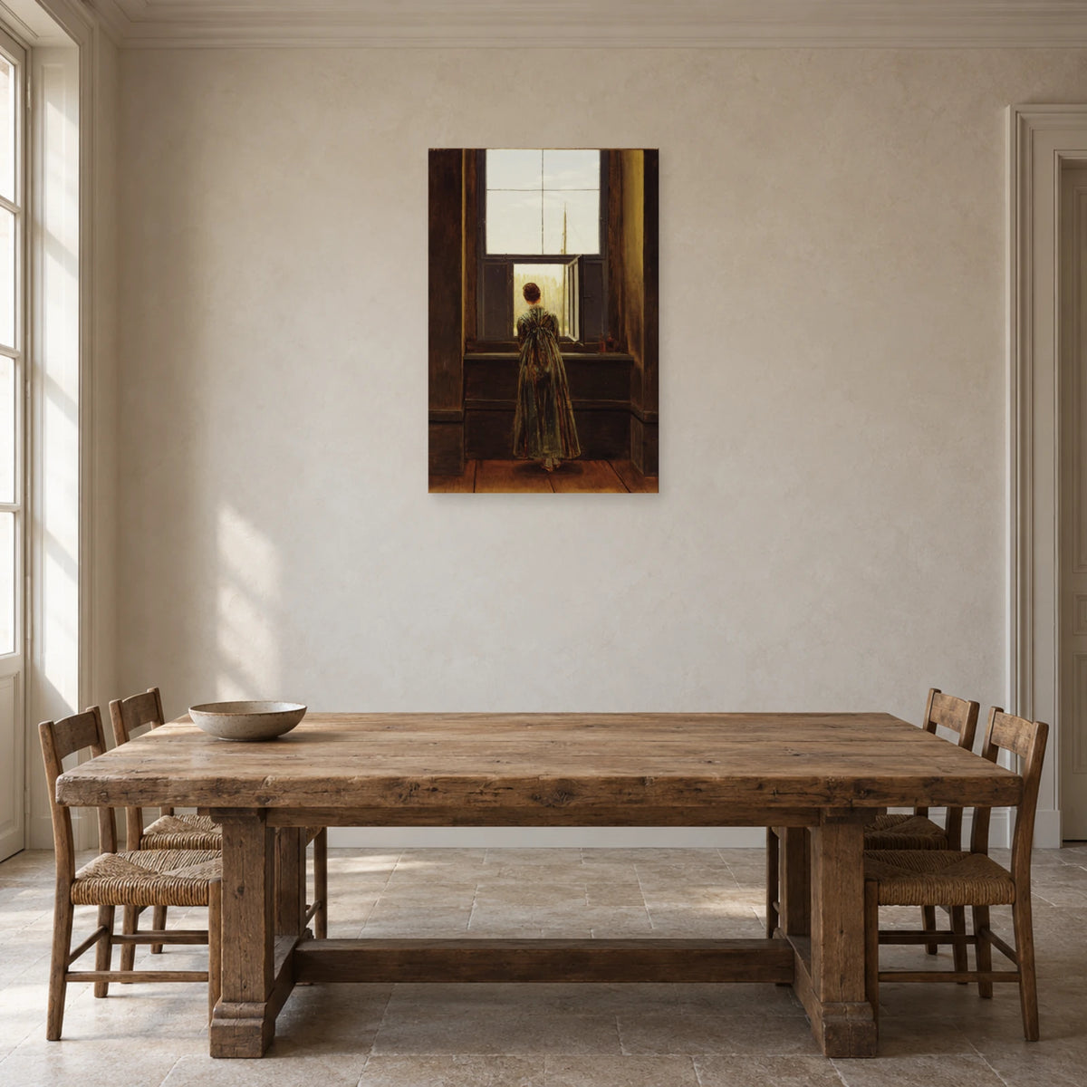 Tableau Femme à la fenêtre de Caspar David Friedrich dans une salle à manger - Art Virtuoso