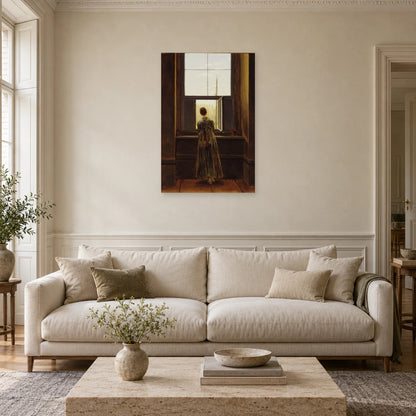 Tableau Femme à la fenêtre de Caspar David Friedrich dans un salon - Art Virtuoso