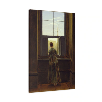Tableau Femme à la fenêtre de Caspar David Friedrich — vue latérale de la toile