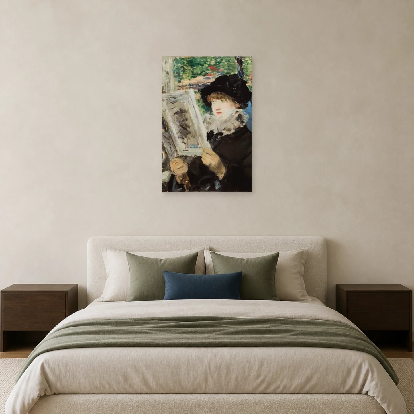 Tableau Femme lisant – Édouard Manet dans une chambre - Art Virtuoso