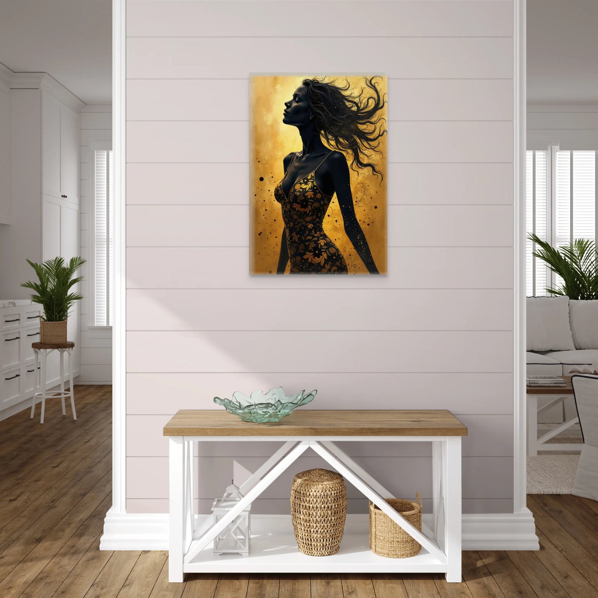 SUKPDJO Abstrait Toile Images Or 80 x 160 cm Femme Noire Africaine Poster Impression Art Mural SUKPDJO Abstrait Toile Images Or 80 x 160 cm Femme Noire Africaine Poster Impression Art Mural