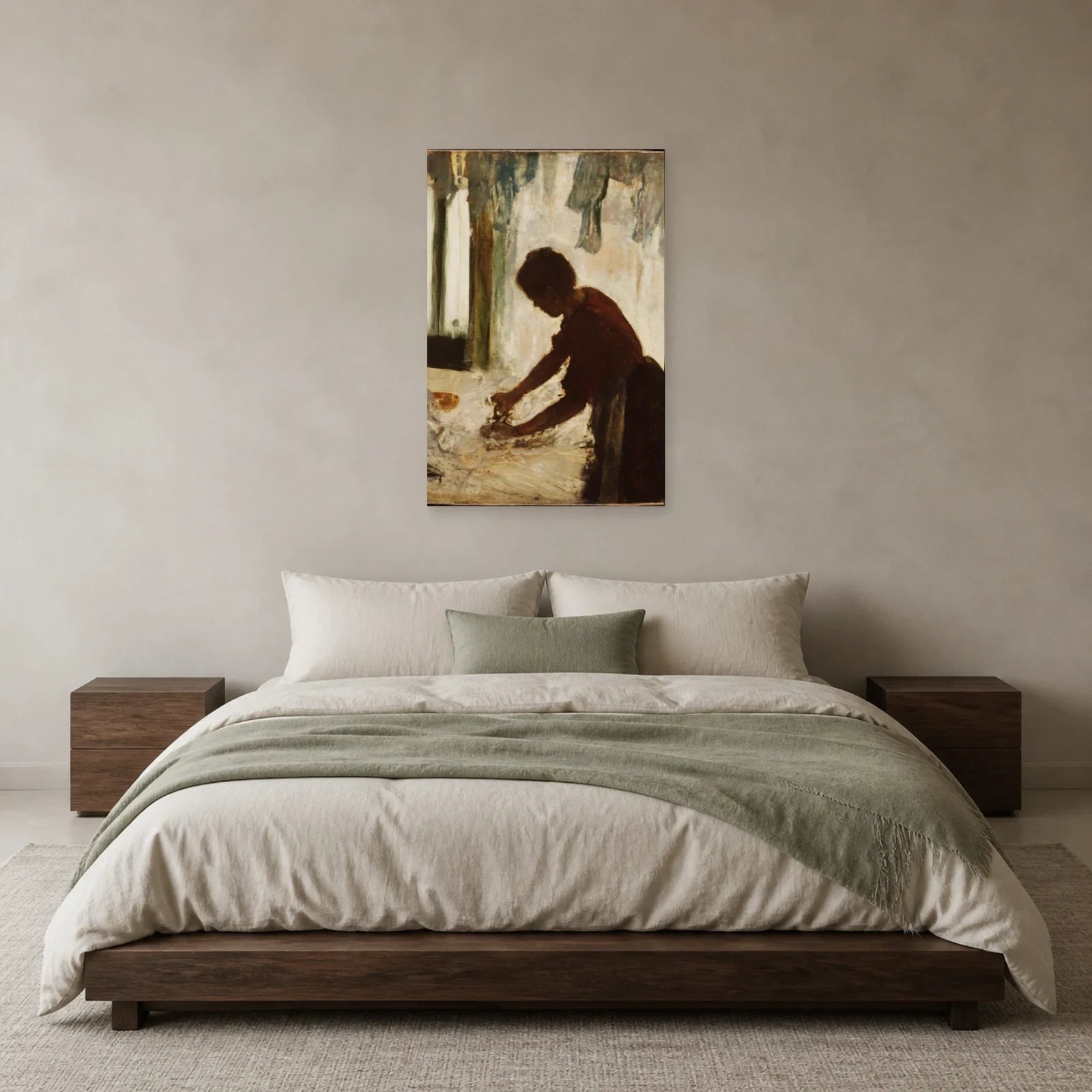 Tableau Une femme repassant – Edgar Degas dans une chambre - Art Virtuoso