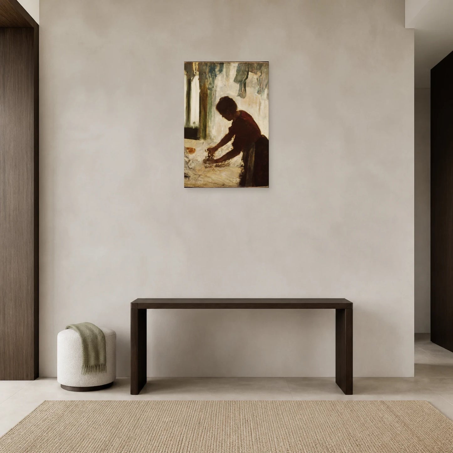 Tableau Une femme repassant – Edgar Degas dans une entrée ou un couloir - Art Virtuoso
