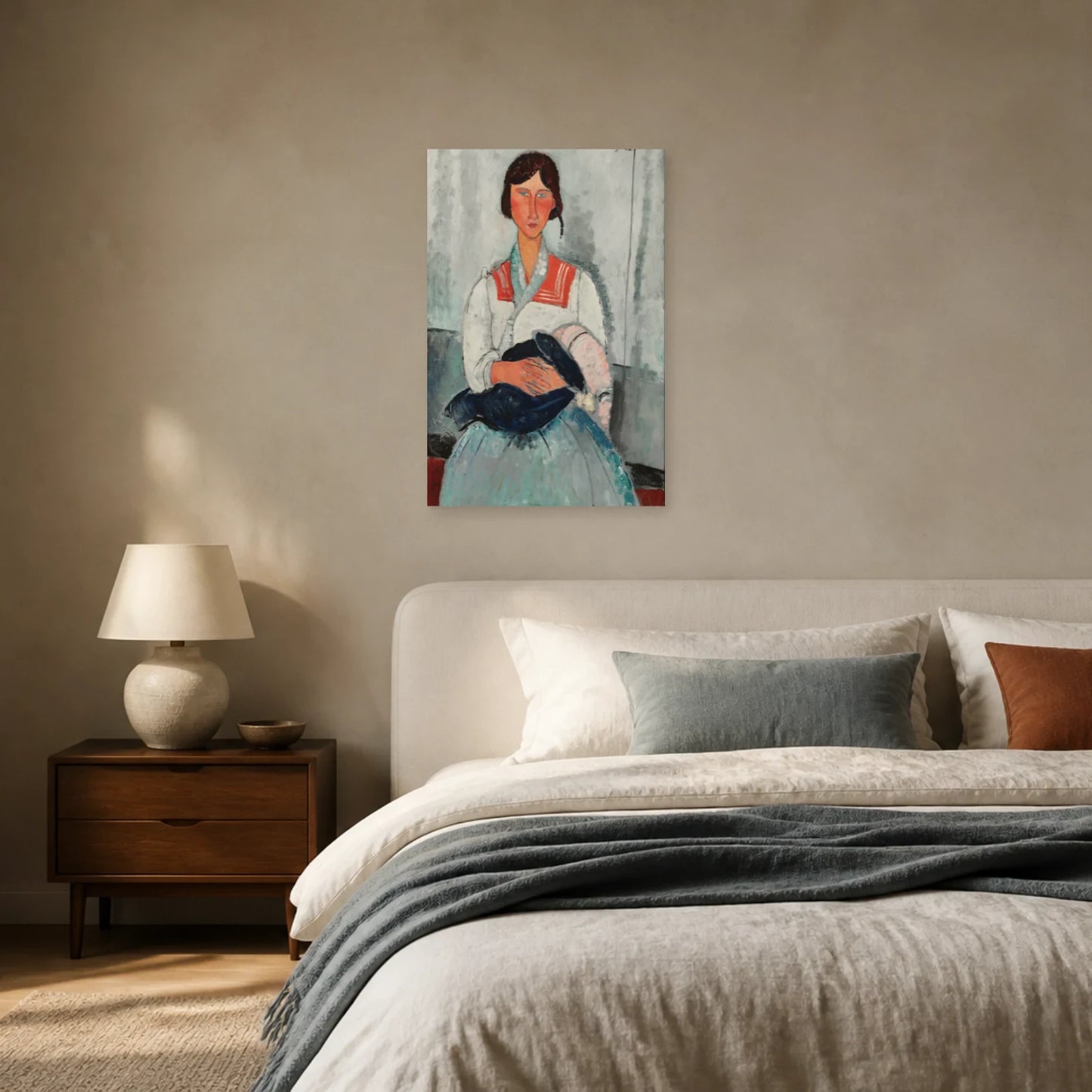 Tableau Femme rom avec son bébé – Amedeo Modigliani dans une chambre - Art Virtuoso