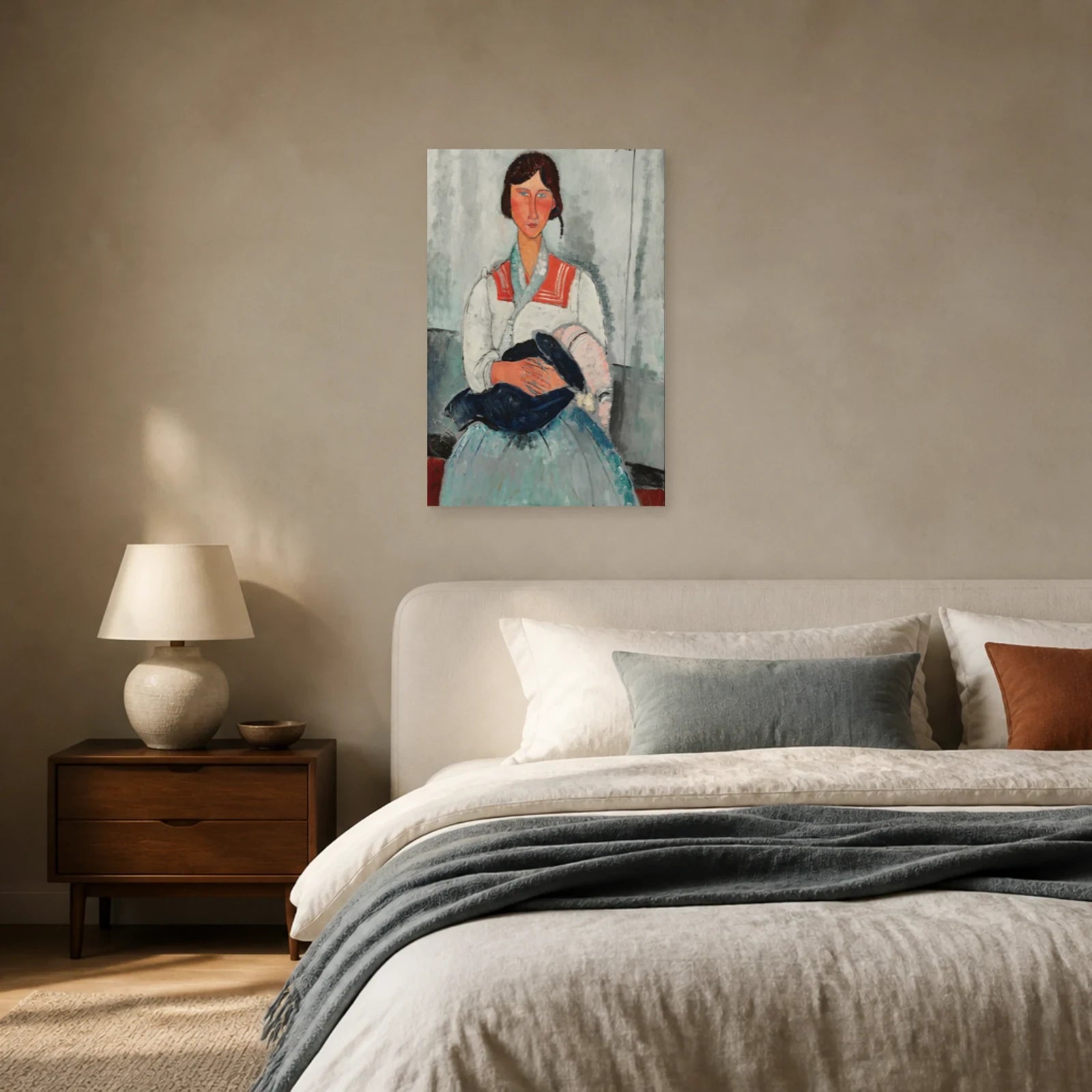 Tableau Femme rom avec son bébé – Amedeo Modigliani dans une chambre - Art Virtuoso