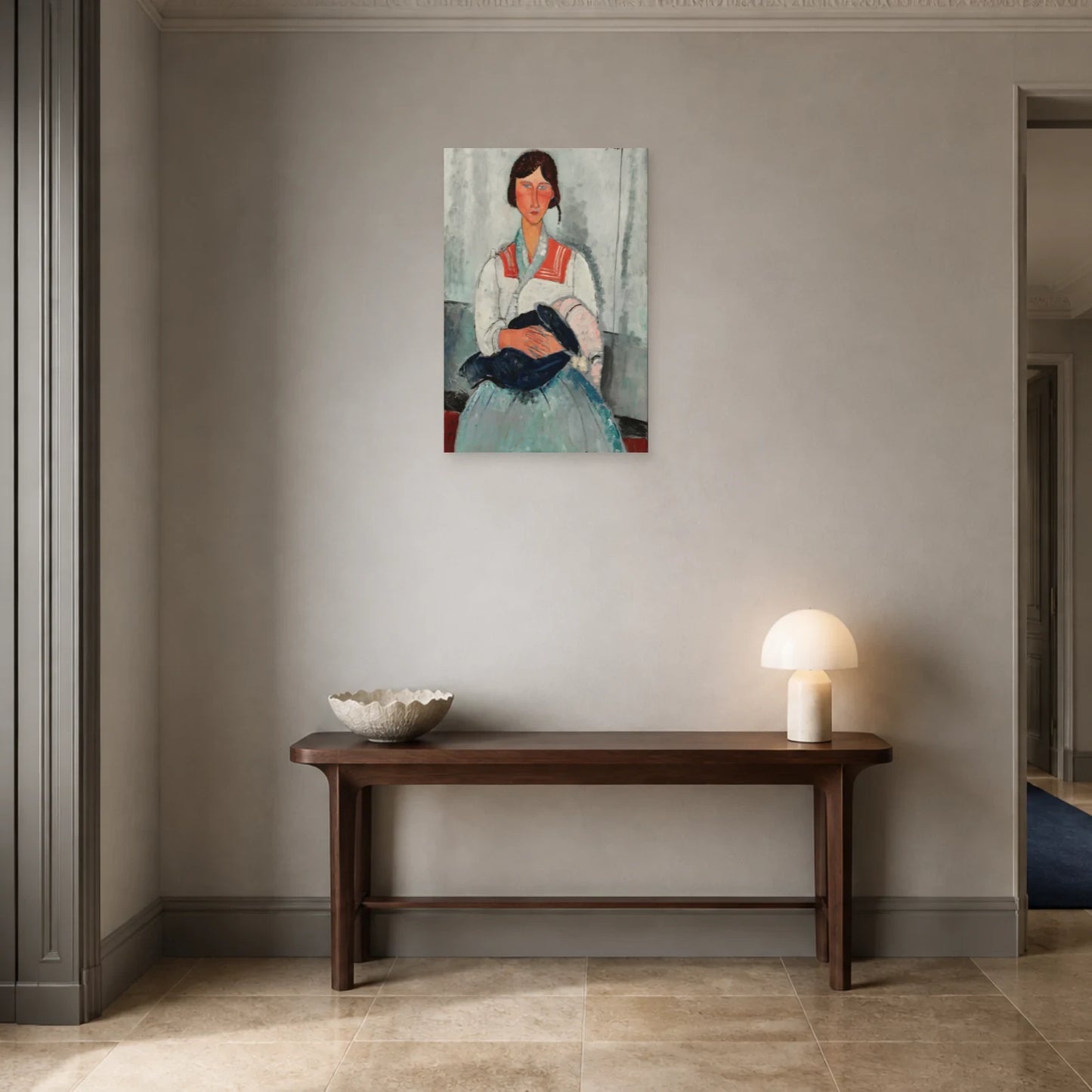 Tableau Femme rom avec son bébé – Amedeo Modigliani dans une entrée ou un couloir - Art Virtuoso