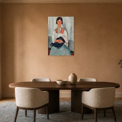 Tableau Femme rom avec son bébé – Amedeo Modigliani dans une salle à manger - Art Virtuoso