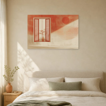 Tableau Fenetre Mediterraneenne Terracotta dans une chambre - Art Virtuoso