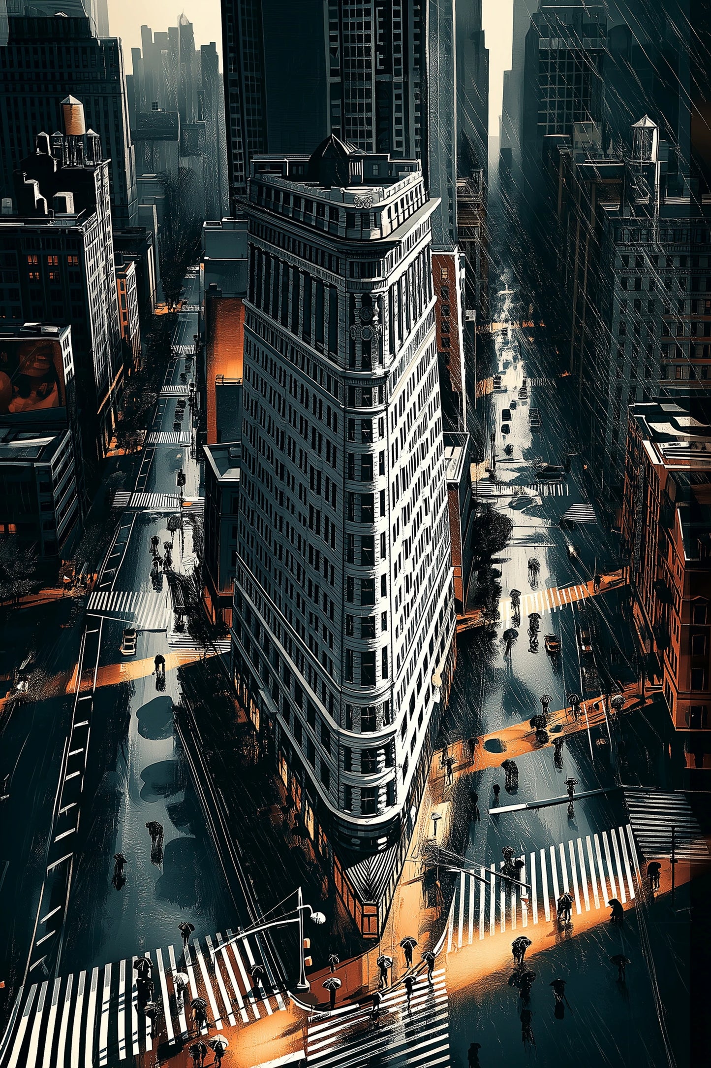 Vue plongeante de Manhattan sous la pluie, toile format M