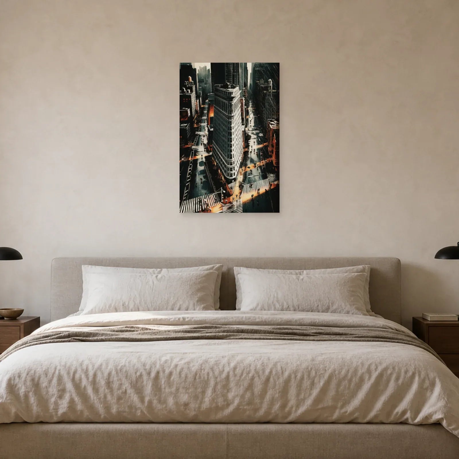 Toile verticale du Flatiron mise en scène dans une chambre