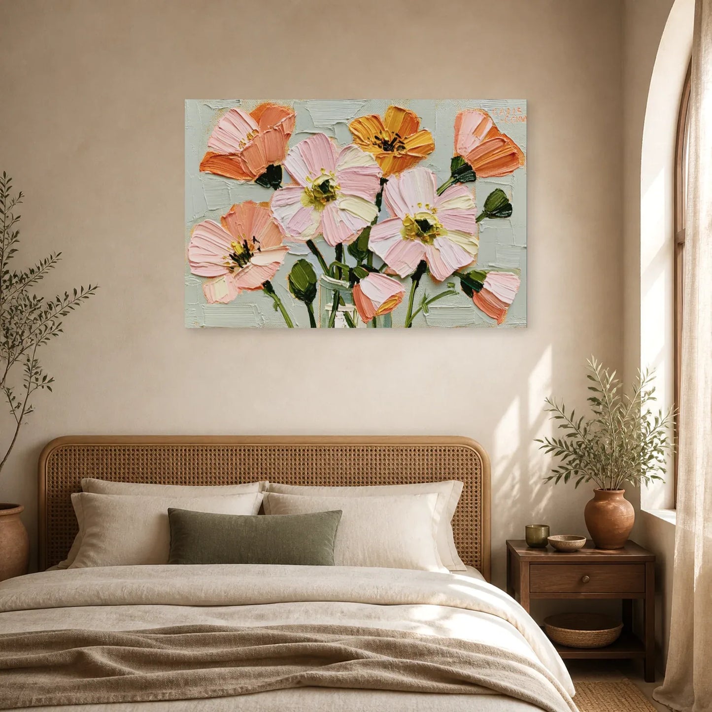 Tableau Fleurs Abstraites Peinture Huile - Petales Libres dans une chambre - Art Virtuoso