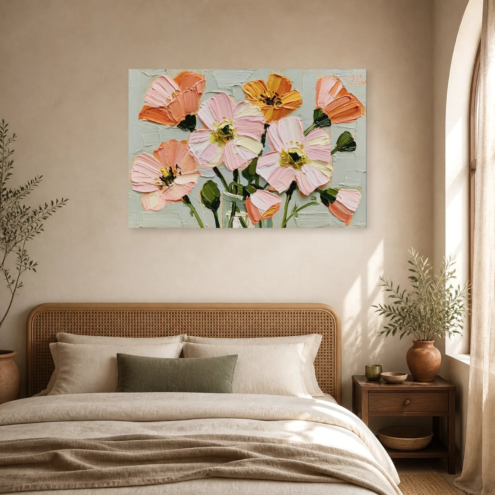 Tableau Fleurs Abstraites Peinture Huile - Petales Libres dans une chambre - Art Virtuoso