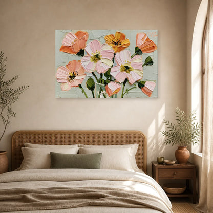 Tableau Fleurs Abstraites Peinture Huile - Petales Libres dans une chambre - Art Virtuoso