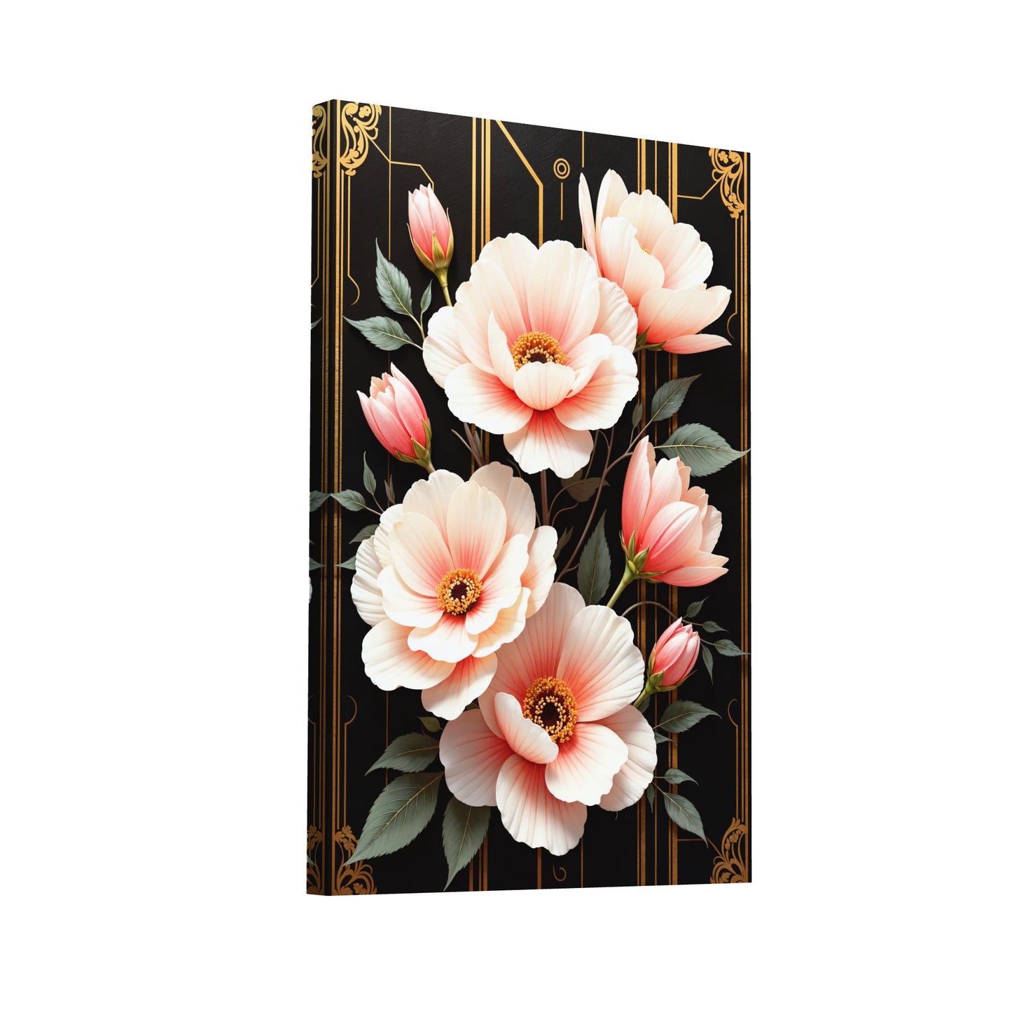 Product Hero 3D WebP Tableau Fleurs Blanches et Roses - Art Virtuoso