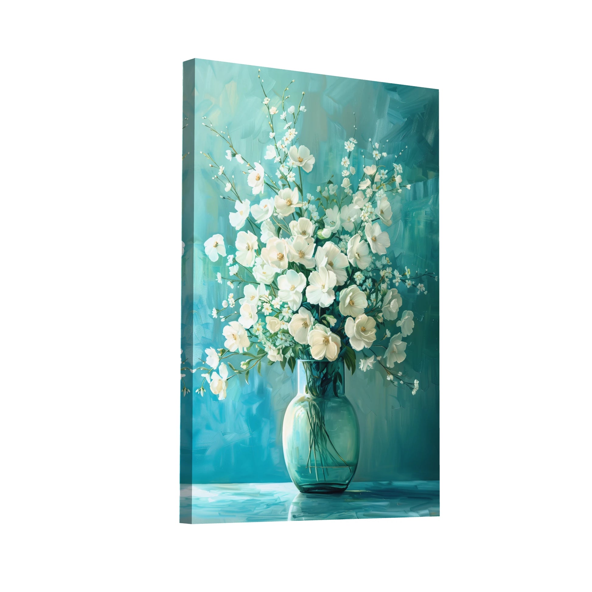 Product Hero 3D WebP Tableau Fleurs Blanches - Bouquet Éternel - Art Virtuoso