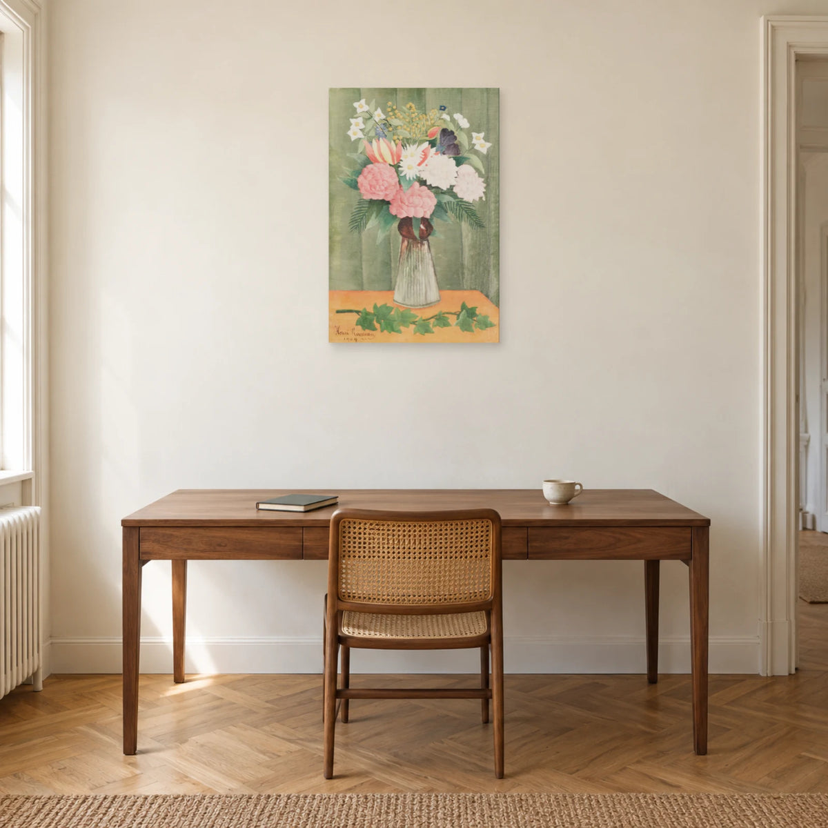 Tableau Fleurs dans un vase – Henri Rousseau dans un bureau - Art Virtuoso